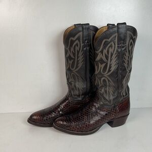 Vintage Texas Imperial Cowboy Boots 9.5 D Python Snakeskin Back Cut